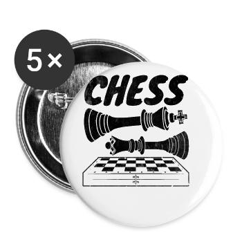 Échecs Échecs Journée mondiale des échecs King Checkers - Lot de 5 petits badges (25 mm) - blanc - Devant