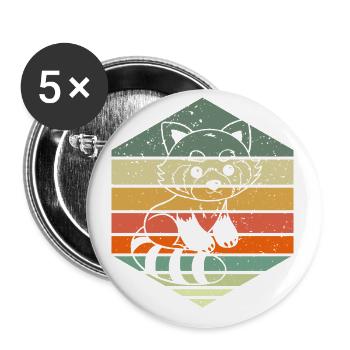 Chat Ours Petit Panda Rétro - Lot de 5 petits badges (25 mm) - blanc - Devant