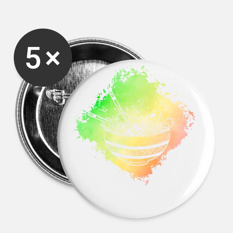 Ramen Rétro - Lot de 5 petits badges (25 mm) - blanc