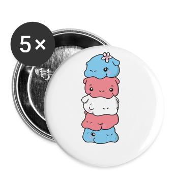 Drapeau transgenre Pride LGBTQ doux Hippopotame - Lot de 5 petits badges (25 mm) - blanc - Devant