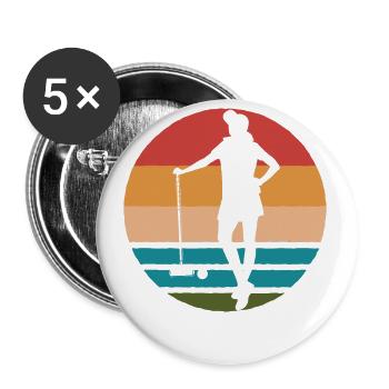 Croquet Lady Women Retro - Buttons small 1''/25 mm (5-pack) - white - Front