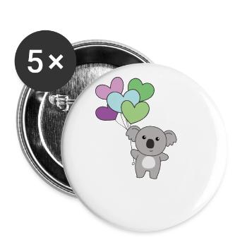Toric Flagge Ballon Herzen Pride LGBTQ Koala - Buttons klein 25 mm (5er Pack) - Weiß - Vorne
