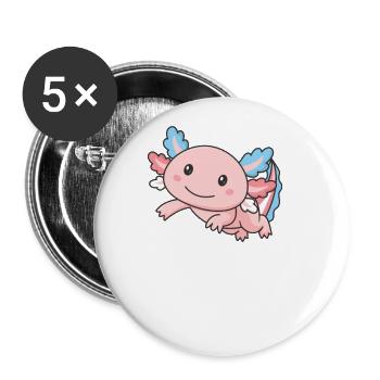 Drapeau transgenre June Pride LGBTQ Axolotl - Lot de 5 petits badges (25 mm) - blanc - Devant