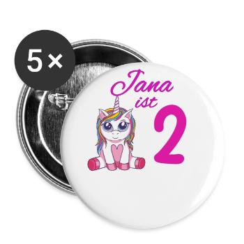 Kindergeburtstag 2 Jahre Mädchen Name Jana - Buttons klein 25 mm (5er Pack) - Weiß - Vorne