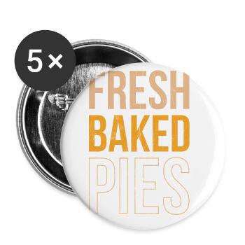 Gâteaux fraîchement sortis du four pour les boulangers ou les amateurs de pâtisserie - Lot de 5 petits badges (25 mm) - blanc - Devant