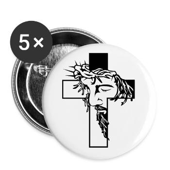 Jesus on the Cross - Buttons small 1''/25 mm (5-pack) - white - Front