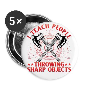 I teach people throwing Sharp Objects Axe Throwing - Buttons klein 25 mm (5er Pack) - Weiß - Vorne