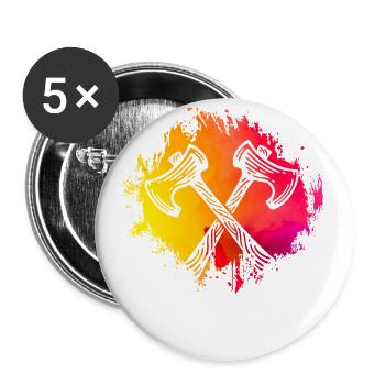 Axe Throw Retro - Buttons small 1''/25 mm (5-pack) - white - Front