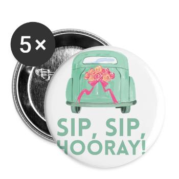 Sip Sip Hurra Marriage Draft pour le marié - Lot de 5 petits badges (25 mm) - blanc - Devant