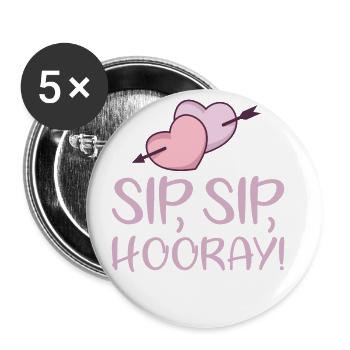 Sip Sip Hurra Marriage Draft pour le marié - Lot de 5 petits badges (25 mm) - blanc - Devant