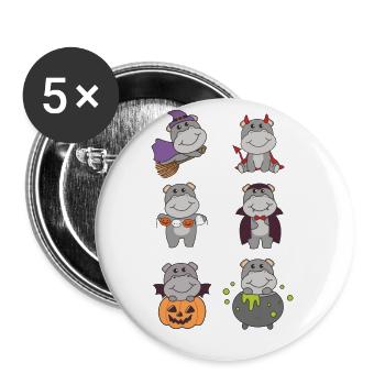 Hippo Halloween Devil Pumpkin Vampire Costume - Buttons small 1''/25 mm (5-pack) - white - Front