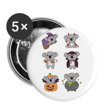 Koala Halloween Witch Devil Pumpkin Vampire Costume - Buttons small 1''/25 mm (5-pack) - white - Front