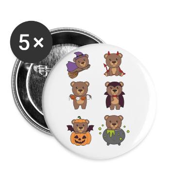 Bear Halloween Witch Devil Pumpkin Vampire Costume - Buttons small 1''/25 mm (5-pack) - white - Front