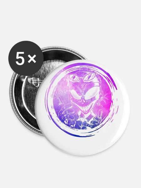 Alien - Buttons klein 25 mm (5er Pack) - Weiß
