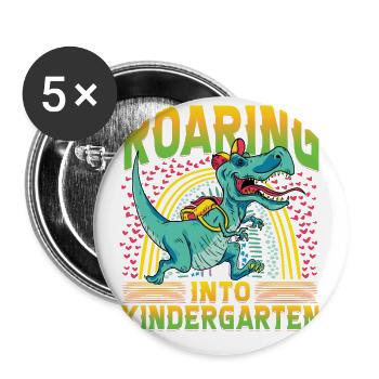 Roaring into Kindergarten - Buttons small 1''/25 mm (5-pack) - white - Front
