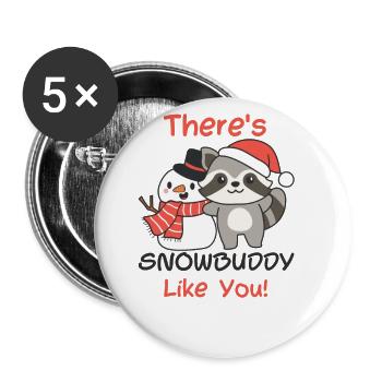 Raton laveur Il y a un copain de neige comme toi bonhomme de neige - Lot de 5 petits badges (25 mm) - blanc - Devant