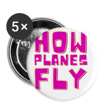 Comment les avions volent Design pour les pilotes - Lot de 5 petits badges (25 mm) - blanc - Devant