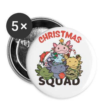 Axolotl Christmas Tree Christmas Squad Axolotls - Buttons small 1''/25 mm (5-pack) - white - Front