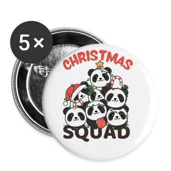 Panda Christmas Tree Christmas Squad Pandas - Buttons small 1''/25 mm (5-pack) - white - Front