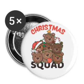 Bear Christmas Tree Christmas Squad Bear - Buttons small 1''/25 mm (5-pack) - white - Front