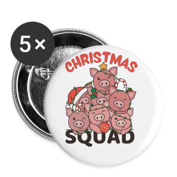 Pig Christmas Tree Christmas Squad Pigs - Buttons small 1''/25 mm (5-pack) - white - Front