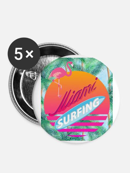 Miami, Florida USA - Buttons klein 25 mm (5er Pack) - Weiß