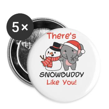 Elephant Il y a snowbuddy comme bonhomme de neige wortspie - Lot de 5 petits badges (25 mm) - blanc - Devant