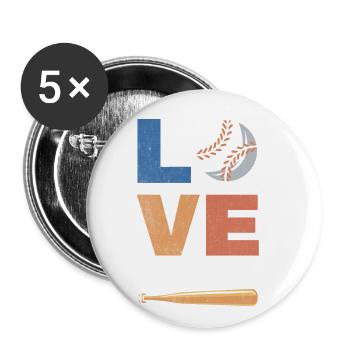 J’adore le design de softball pour le baseball - Lot de 5 petits badges (25 mm) - blanc - Devant
