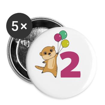Meerkat second birthday balloons children - Buttons small 1''/25 mm (5-pack) - white - Front