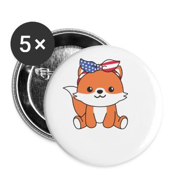 4 juillet American Fox for Kids USA Fox - Lot de 5 petits badges (25 mm) - blanc - Devant