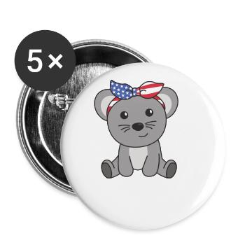 4 juillet American Mouse for Kids USA Mouse - Lot de 5 petits badges (25 mm) - blanc - Devant