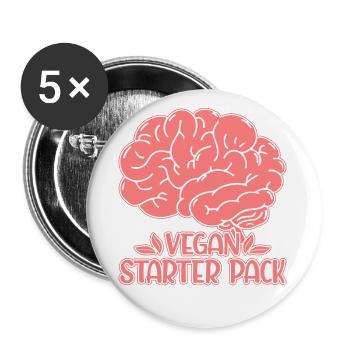 Vegan starter pack - Buttons klein 25 mm (5er Pack) - Weiß - Vorne