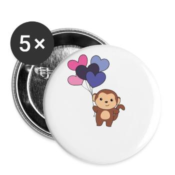 Omnisexuell Flagge Ballon Herzen Pride LGBTQ Affe - Buttons klein 25 mm (5er Pack) - Weiß - Vorne
