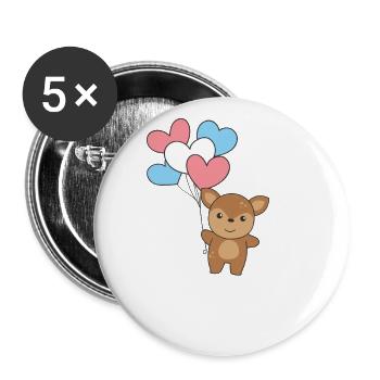 Transgender Flagge Ballon Herzen Pride LGBTQ Reh - Buttons klein 25 mm (5er Pack) - Weiß - Vorne
