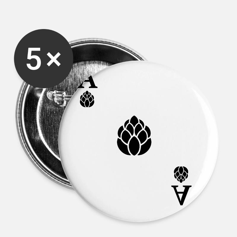 Hops is the card - Beer - Ace - Playing card - Buttons small 1''/25 mm (5-pack) - white