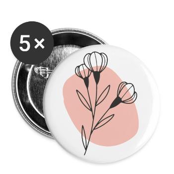 Fleur dessinée à la main 1 - Lot de 5 petits badges (25 mm) - blanc - Devant
