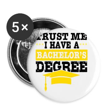 Bachelor Abschluss Uni Feier Absolvent Absolviert - Buttons klein 25 mm (5er Pack) - Weiß - Vorne