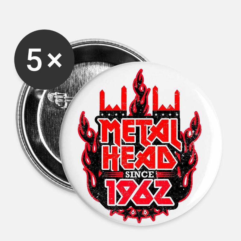 METALHEAD since 1962 - Buttons klein 25 mm (5er Pack) - Weiß