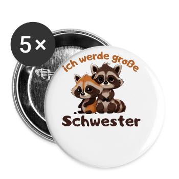 Ich werde große Schwester 2023 für Geschwister - Buttons klein 25 mm (5er Pack) - Weiß - Vorne