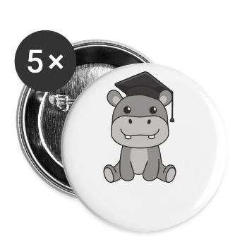 Enfants de la maternelle cloué Hippo Graduation - Lot de 5 petits badges (25 mm) - blanc - Devant