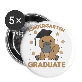 Diplômé de la maternelle pour enfants Platypus Graduation - Lot de 5 petits badges (25 mm) - blanc - Devant