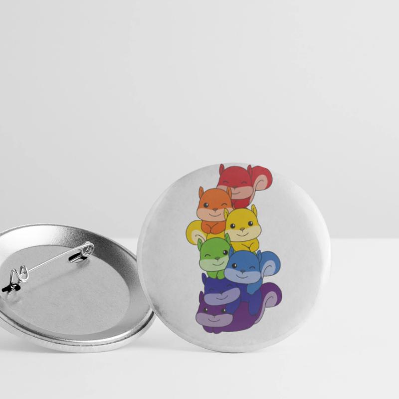 Regenbogen Eichhörnchen süße bunte Eichhörnchen Buttons klein 25 mm (5er Pack)