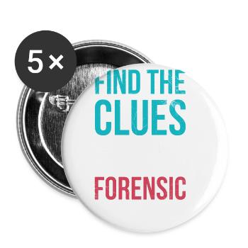 Trouver les indices, résoudre l’affaire, enquêteur - Lot de 5 petits badges (25 mm) - blanc - Devant