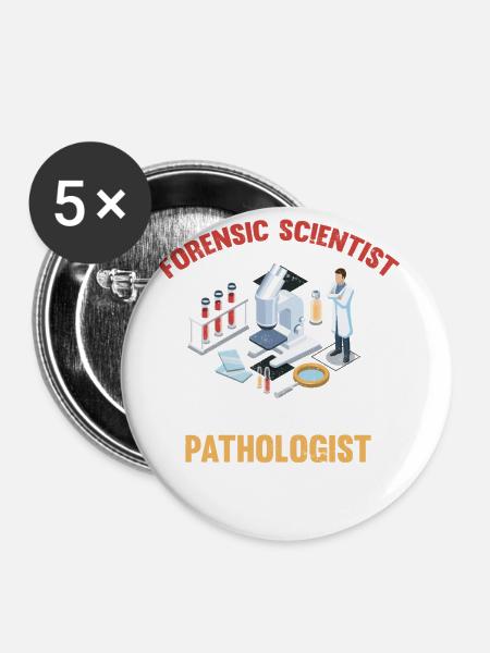 Forensiker, Kein Pathologe, Ermittler - Buttons klein 25 mm (5er Pack) - Weiß