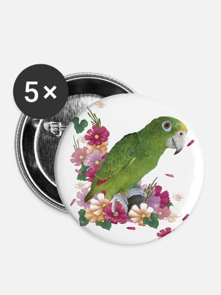 Der Amazonas-Königspapagei - Buttons klein 25 mm (5er Pack) - Weiß