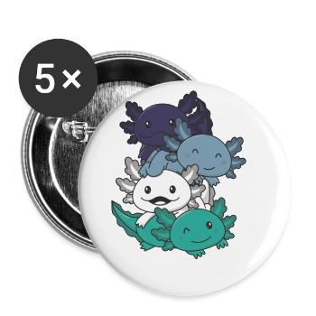 Oriented Aroace Flag Pride LGBTQ süßer Axolotl - Buttons klein 25 mm (5er Pack) - Weiß - Vorne