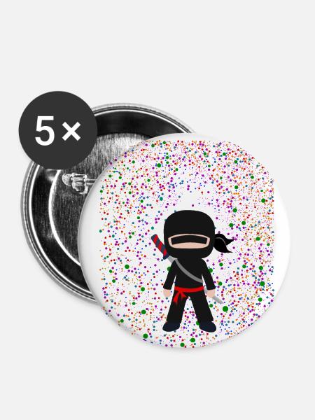 Ninja Dots - Buttons klein 25 mm (5er Pack) - Weiß