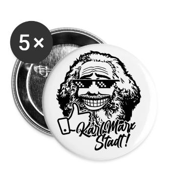 Karl Marx Stadt (einfarbig) - Buttons klein 25 mm (5er Pack) - Weiß - Vorne