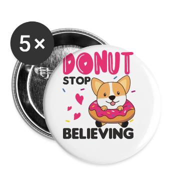 Süßer Corgi lustige Tiere in Donut Wortspiel pink - Buttons klein 25 mm (5er Pack) - Weiß - Vorne