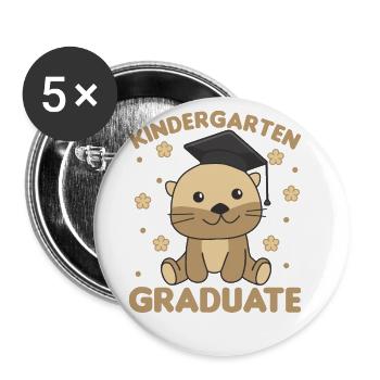 Diplômé de la maternelle pour enfants Otter Graduation - Lot de 5 petits badges (25 mm) - blanc - Devant